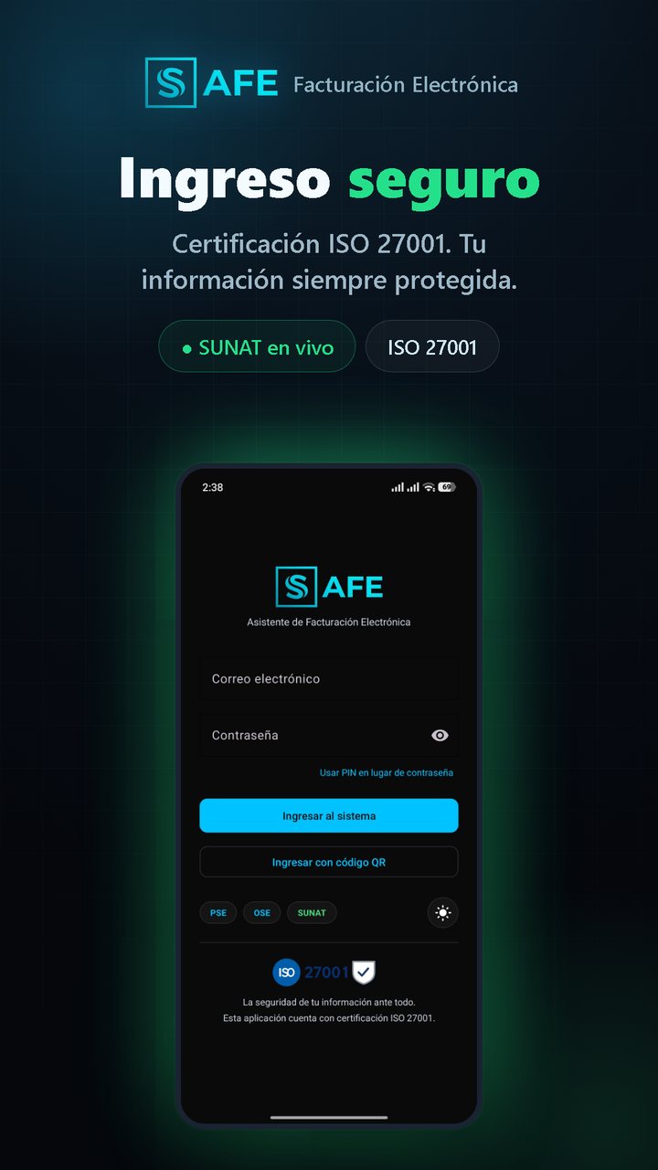 Ingreso seguro a la app de Tecnofactura con certificación ISO 27001