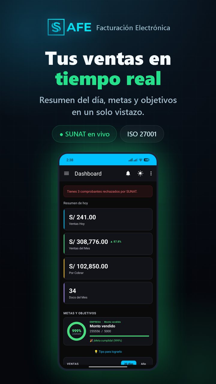 Ventas en tiempo real en la app de Tecnofactura