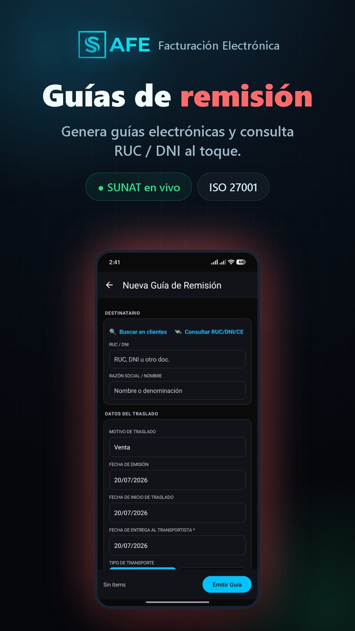 Guías de remisión electrónicas desde la app de Tecnofactura